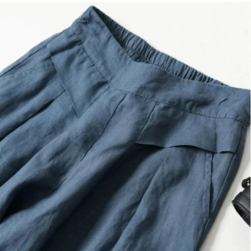 LD | Wijde pantalon van katoen en linnen