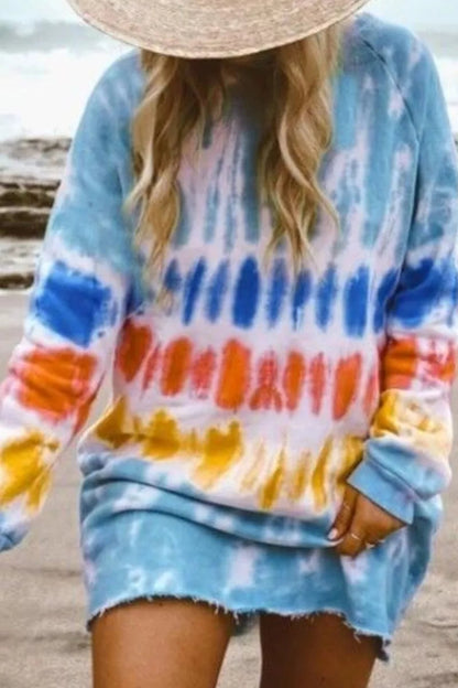 LD | Florcoo Tie-dye blauw mini jurkje (4 kleuren)