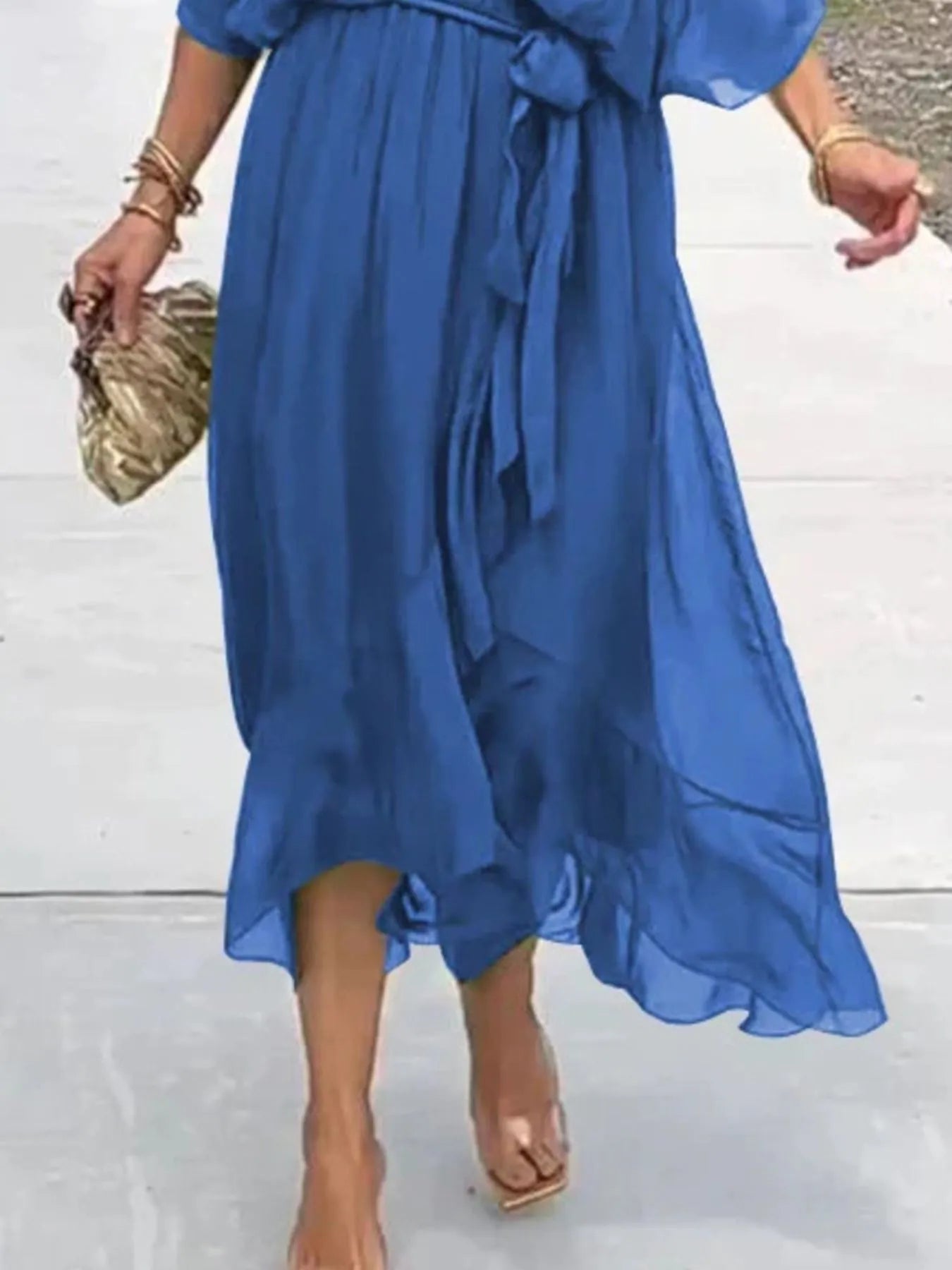 LD Full Size Soepel vallende Midi-jurk met fladdermouwen Plus Size