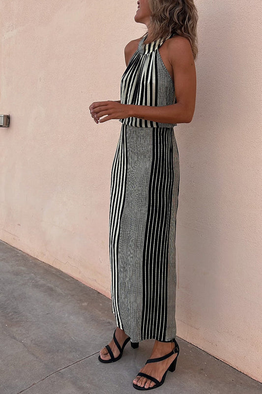 LD | One More Chance Gestreepte midi-jurk met verstelbare taille