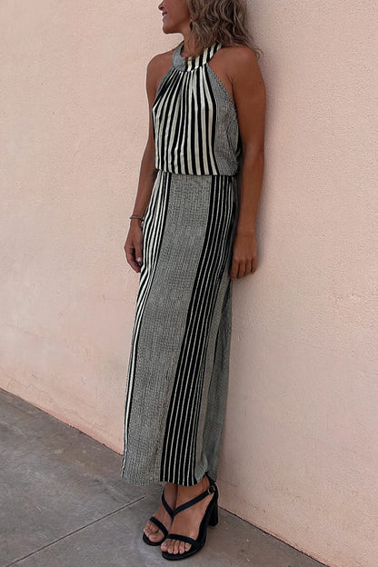 LD | One More Chance Gestreepte midi-jurk met verstelbare taille