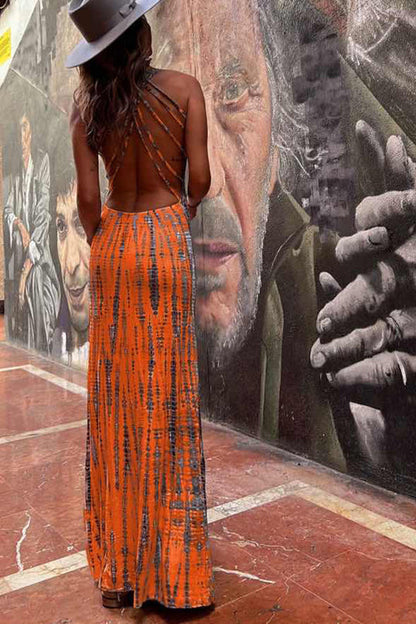 LD | Modern Day Tie-dye Print Rug Stretch Maxi Dress