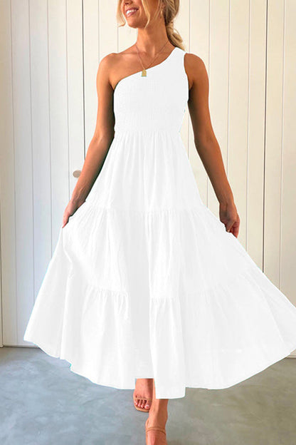LD | Off-the-shoulder, mouwloze maxi jurk met ruches