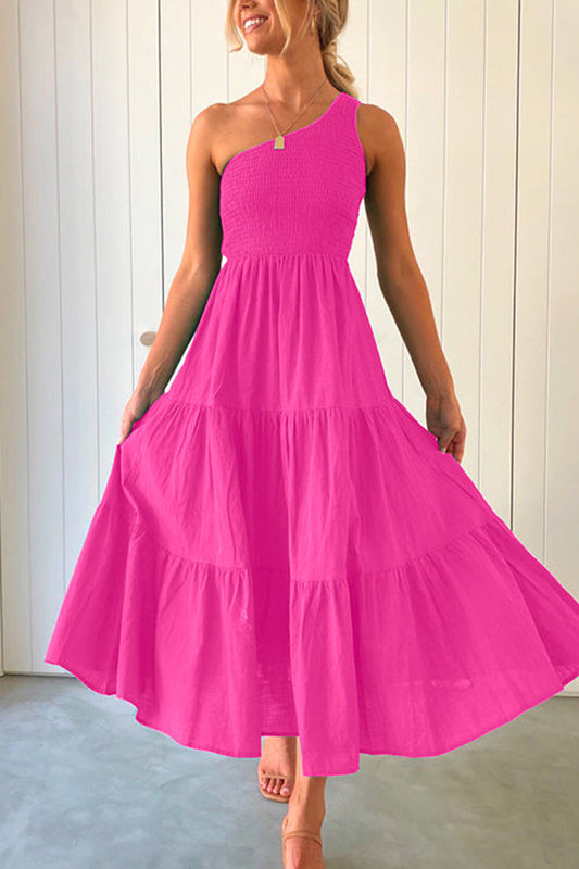 LD | Off-the-shoulder, mouwloze maxi jurk met ruches