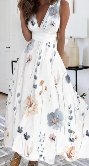 LD Fresh, mouwloze minijurk met plantenprint