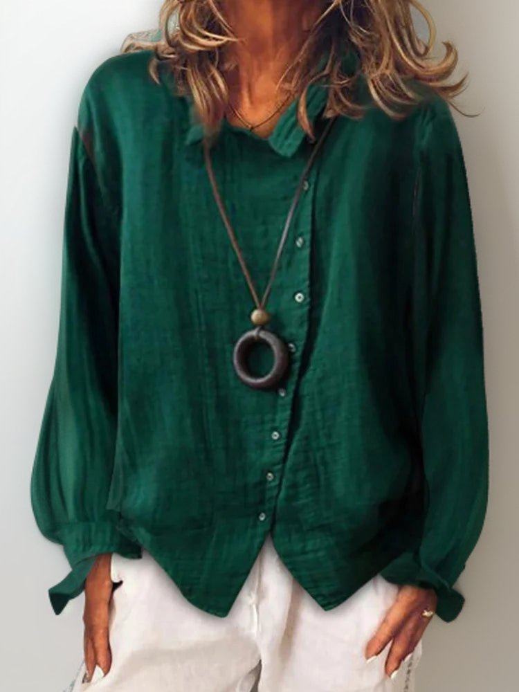 LD | Olivia┃Het shirt met lange mouwen en knopen