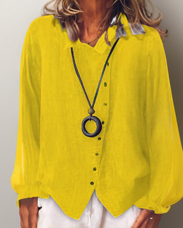 LD | Olivia┃Het shirt met lange mouwen en knopen