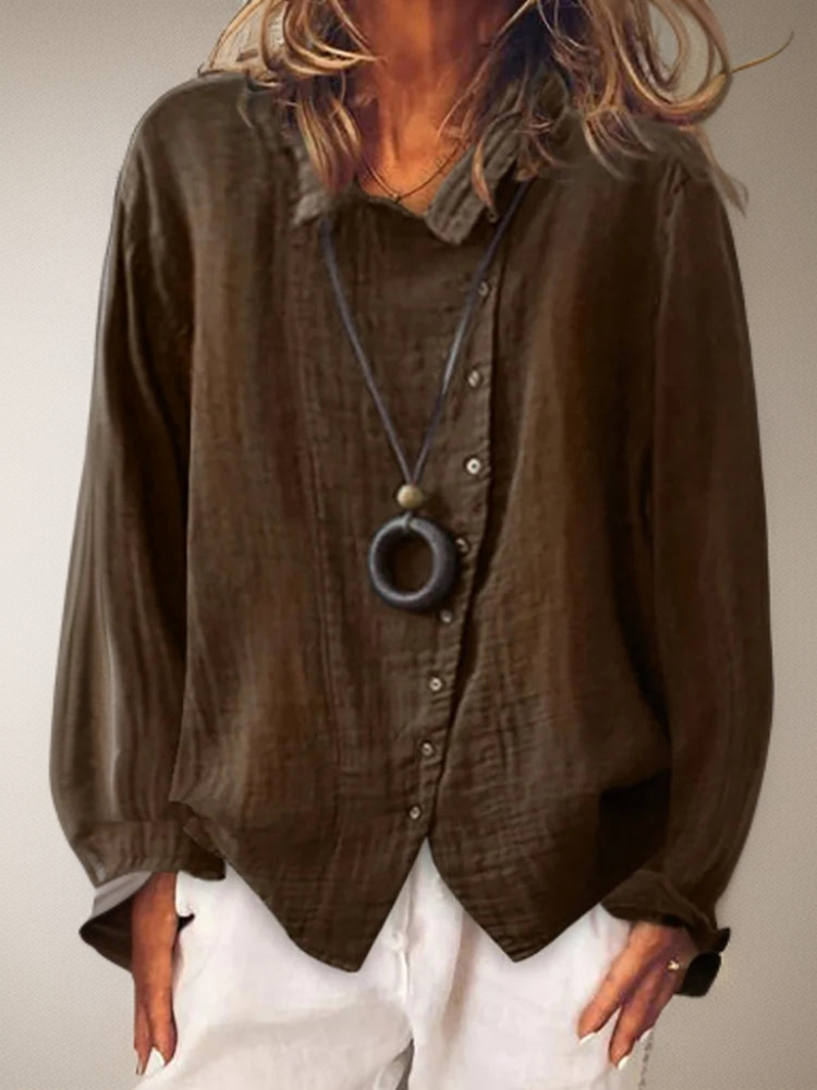 LD | Olivia┃Het shirt met lange mouwen en knopen