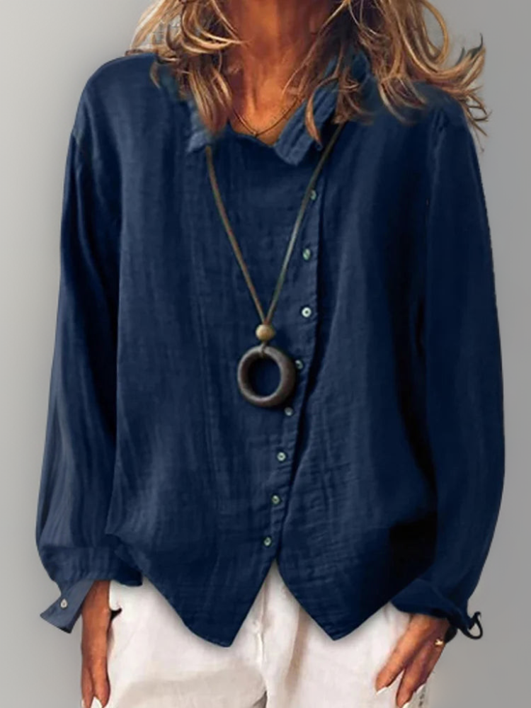 LD | Olivia┃Het shirt met lange mouwen en knopen