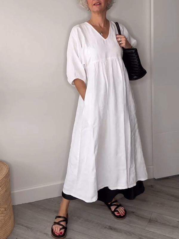 LD | Relaxed elegance V-hals maxi jurk