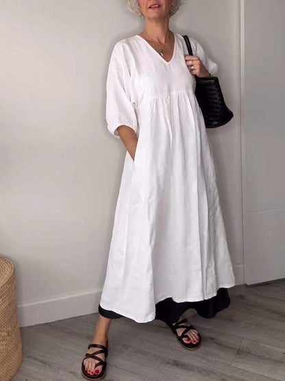 LD | Relaxed elegance V-hals maxi jurk