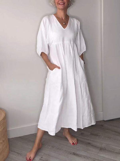 LD | Relaxed elegance V-hals maxi jurk