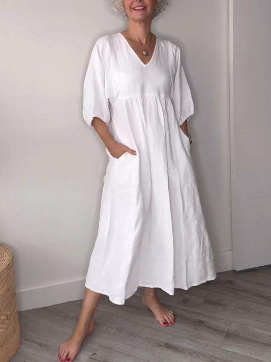 LD | Relaxed elegance V-hals maxi jurk