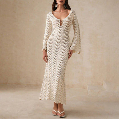 LD | elegante gehaakte midi-jurk voor vrouwen