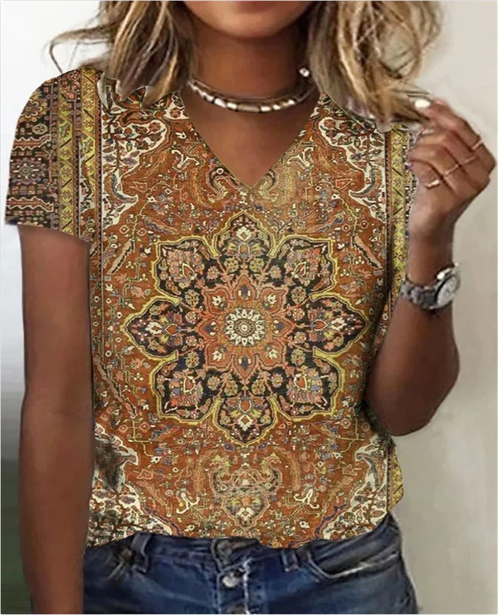LD | V-hals shirt in vintage stijl