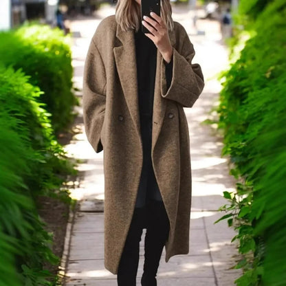LD Lange oversized jas van een wolmix