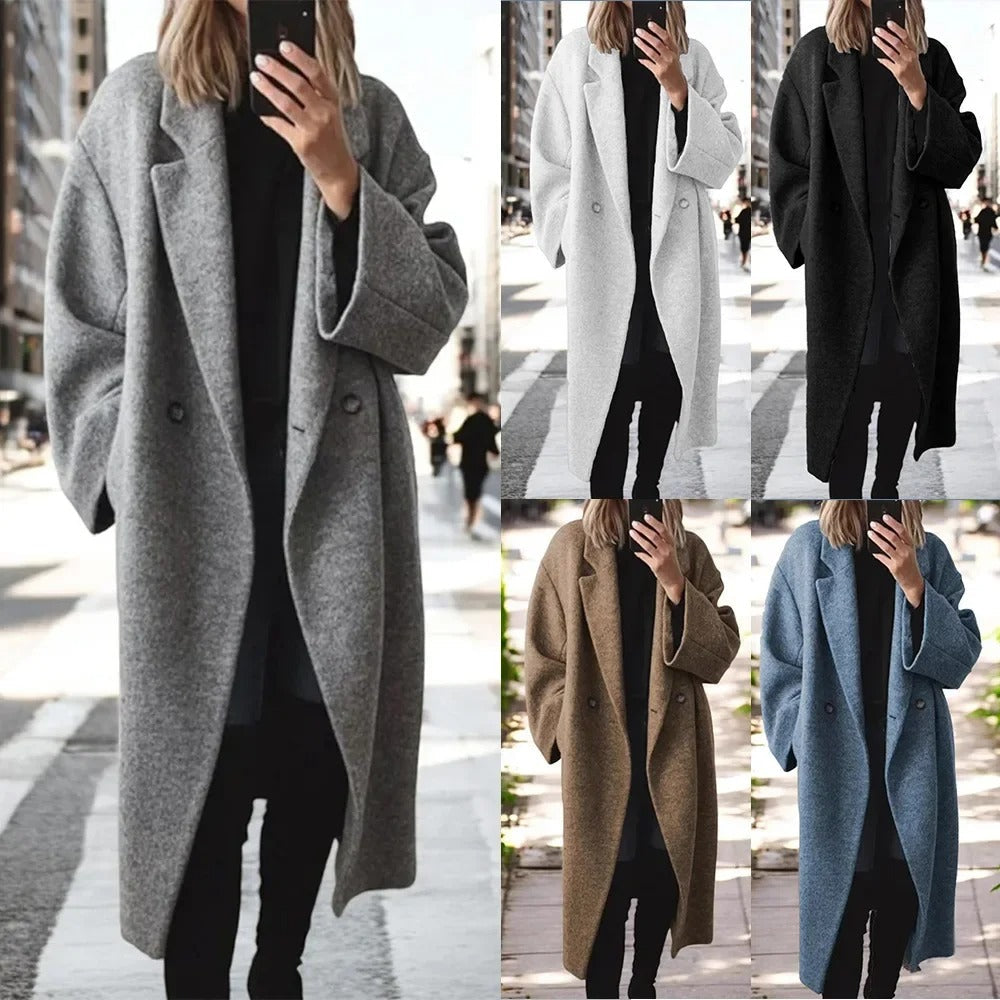 LD Lange oversized jas van een wolmix