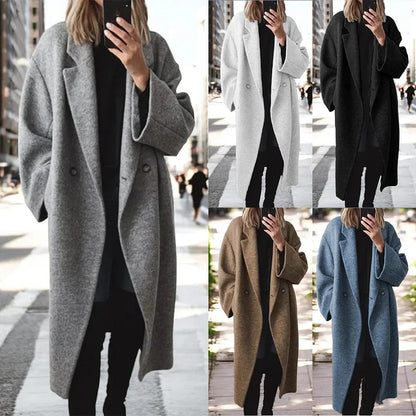 LD Lange oversized jas van een wolmix