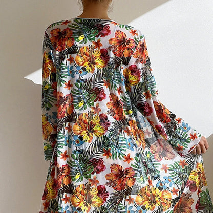 LD | 3-delige bikini met bloemen en gewaad