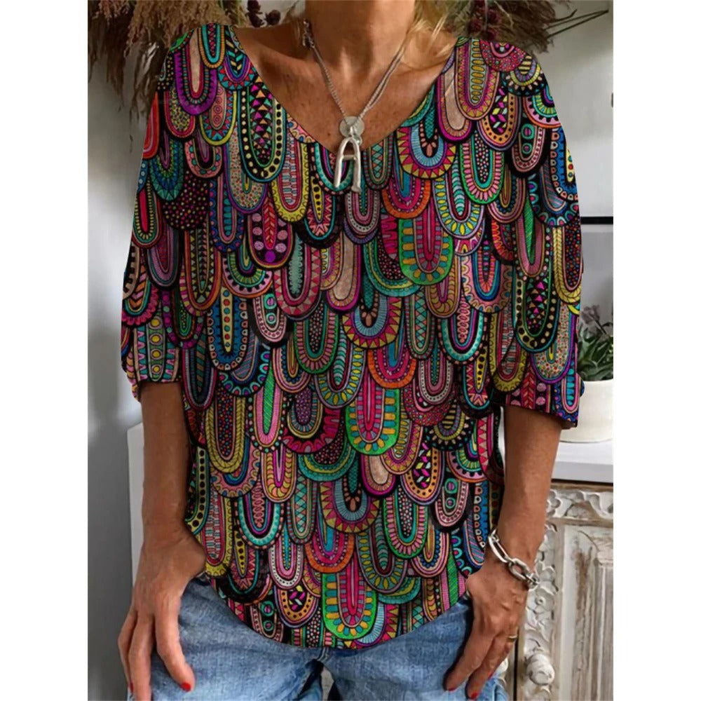 LD | V-hals shirt in vintage stijl