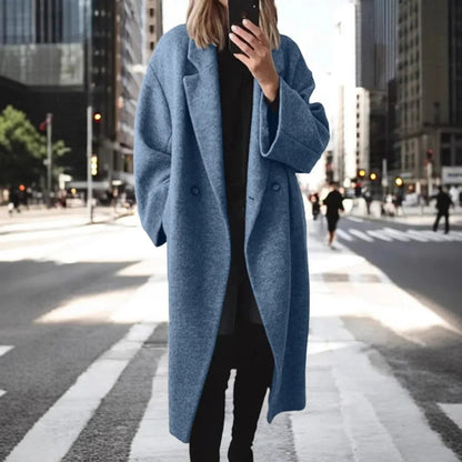 LD Lange oversized jas van een wolmix