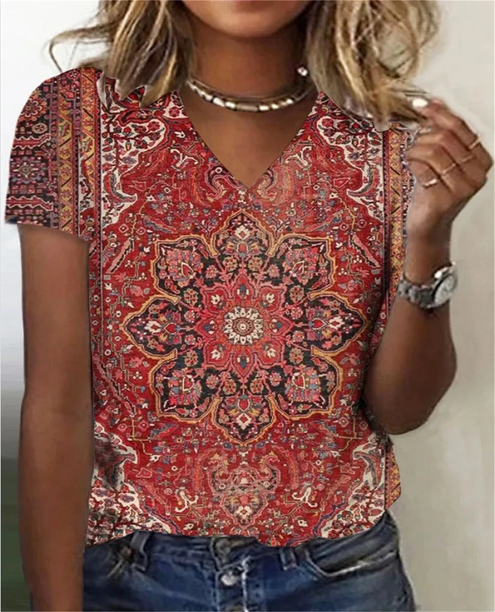 LD | V-hals shirt in vintage stijl