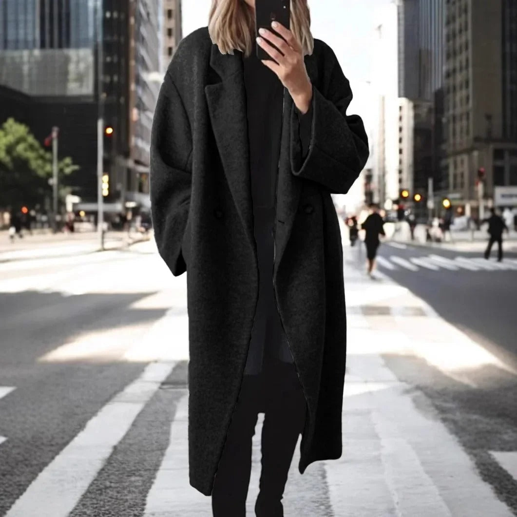 LD Lange oversized jas van een wolmix