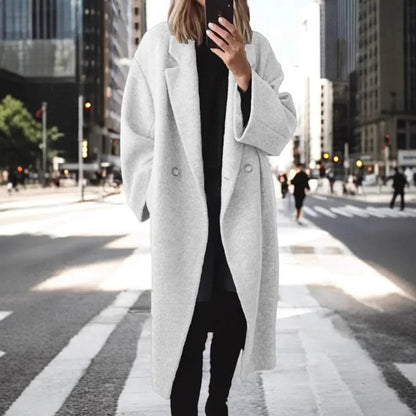 LD Lange oversized jas van een wolmix