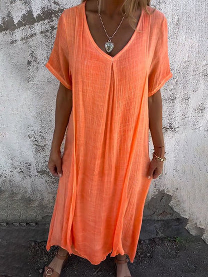LD | Moeiteloze maxi jurk met V-halslijn