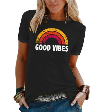 LD | Elegant retro regenboog good vibes T-shirt