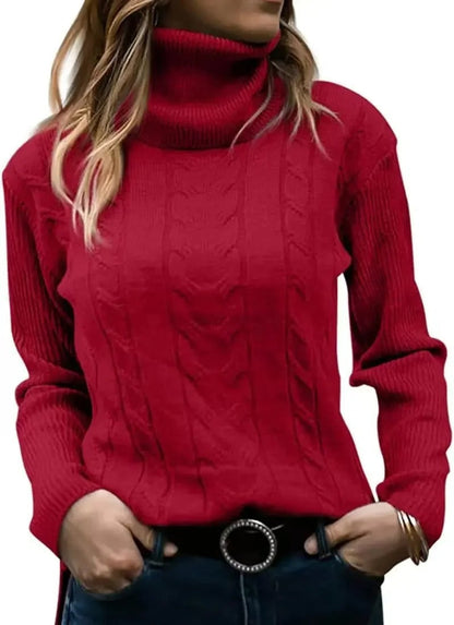 LD | Elegante kabelgebreide trui met schildpadhals